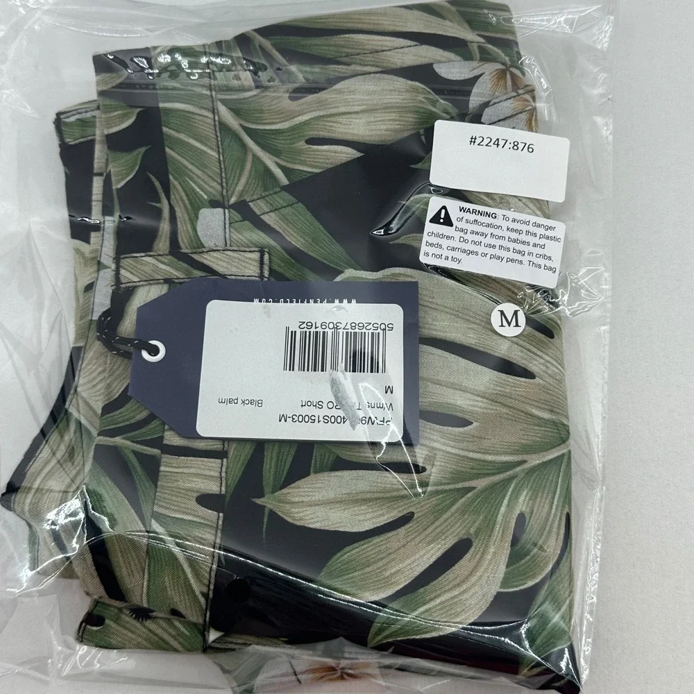 Penfield Truro‎ Shorts Womens M Black Palm Tropical Resort Coastal Summer NWT